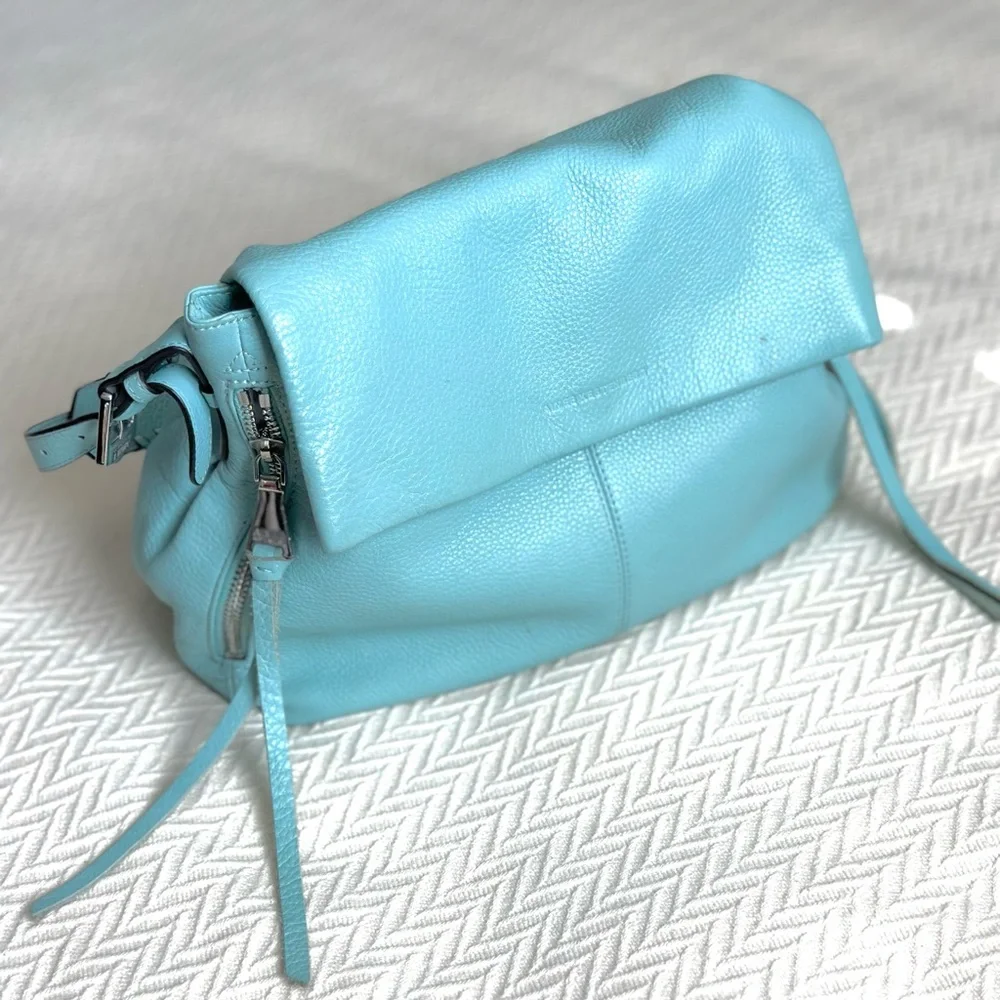 AIMEE KESTENBERG Baby Blue Genuine Leather Slouchy Hobo Purse Designer Bag - Picture 2 of 15